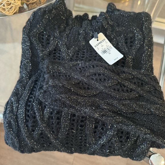 EXPRESS Black and Gold Shimmer Sweater. - Picture 2 of 9
